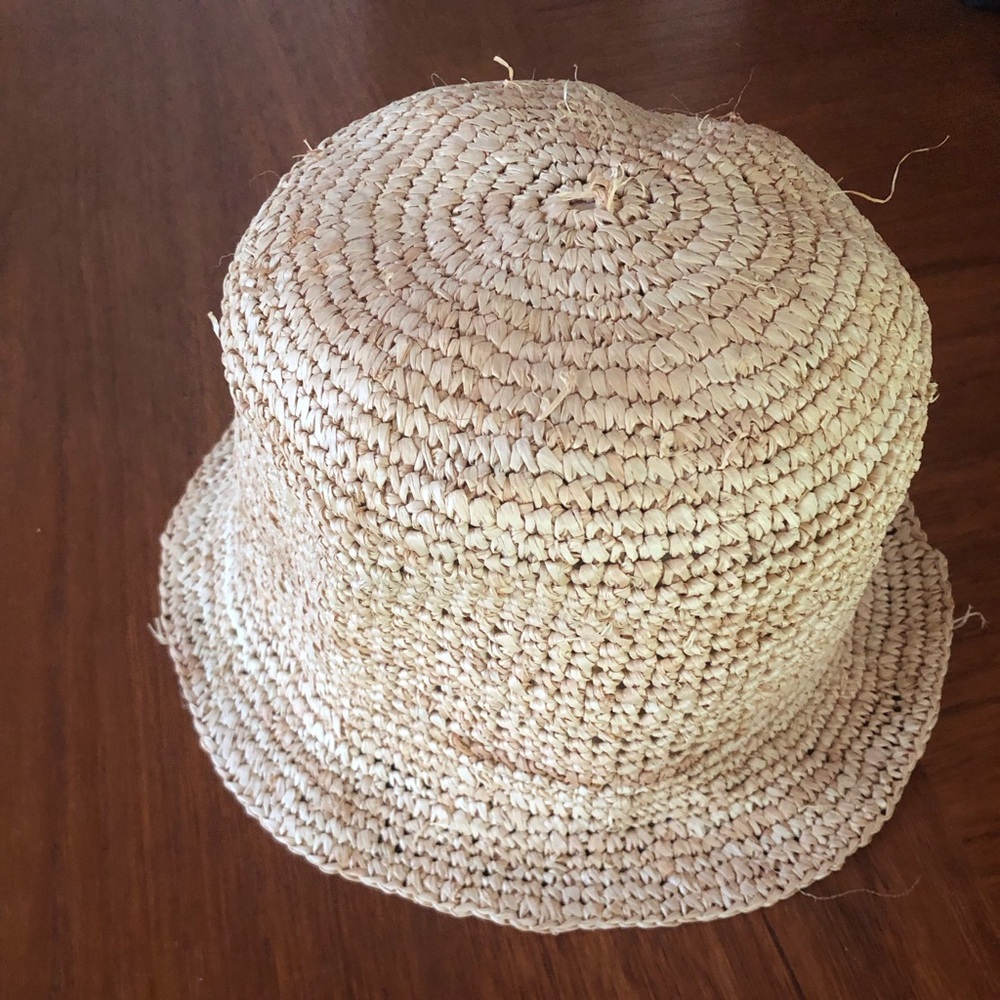 Natural Beige Woven Straw Bucket Hat